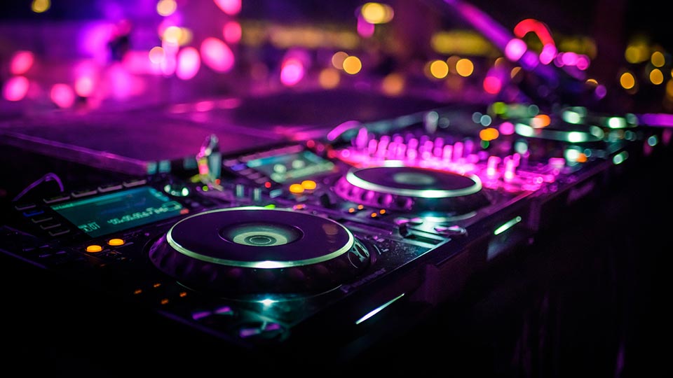 DJ console desk at nightclub