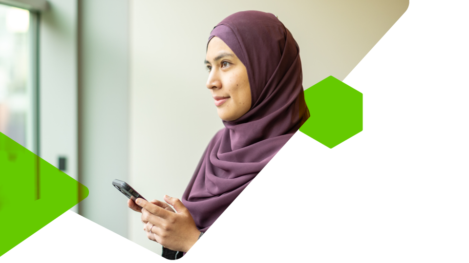 woman holding a phone