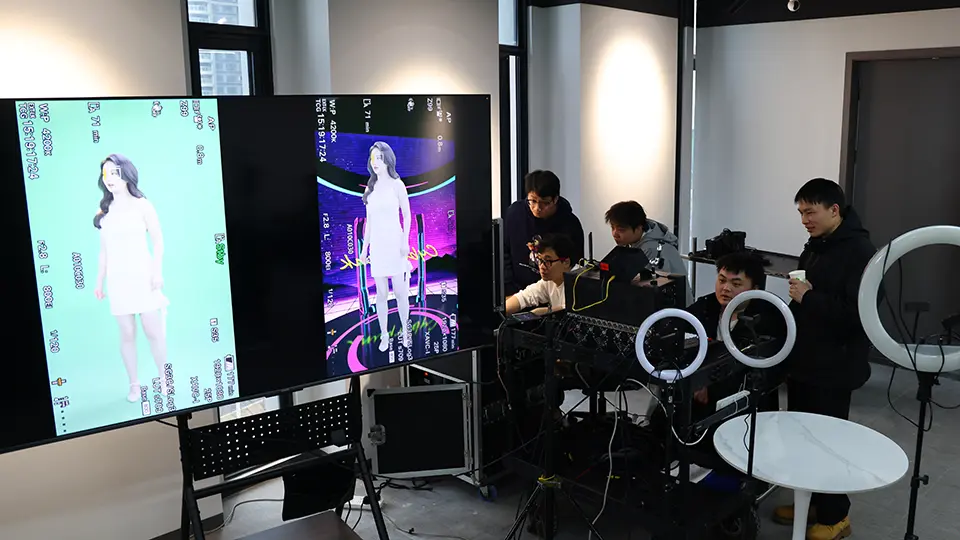 Team of visualization artists are creating a background in XR