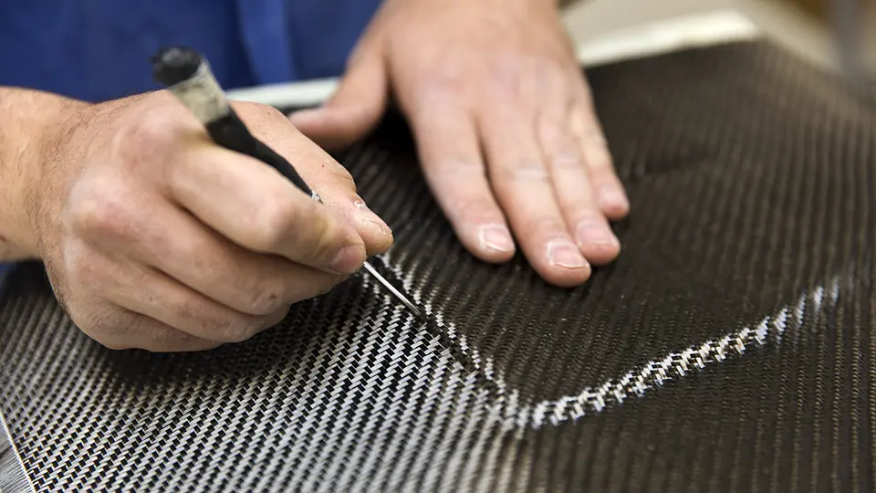 Closeup detail of the carbon fiber workshop