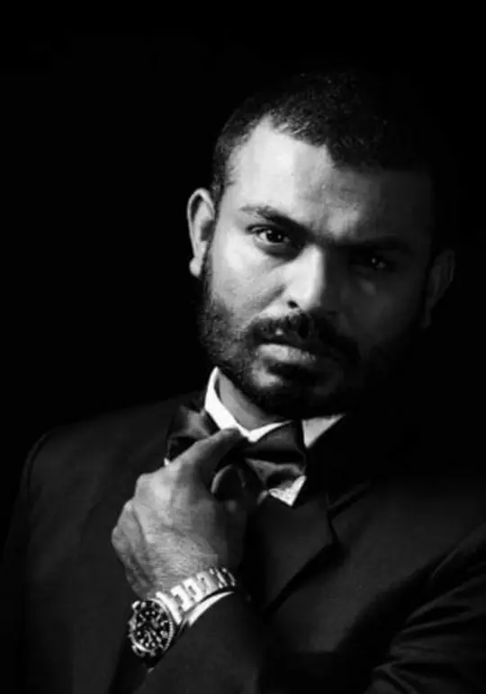 Black and white picture of Ravee Farooq