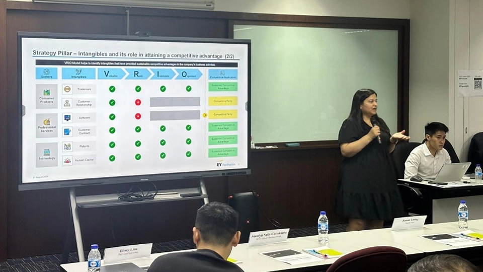 EY-Parthenon facilitator, Ms. Prajakta of EY-Parthenon facilitates a session on how intangible assets can support competitive advantage under the Strategy pillar of the Intangibles Disclosure Framework